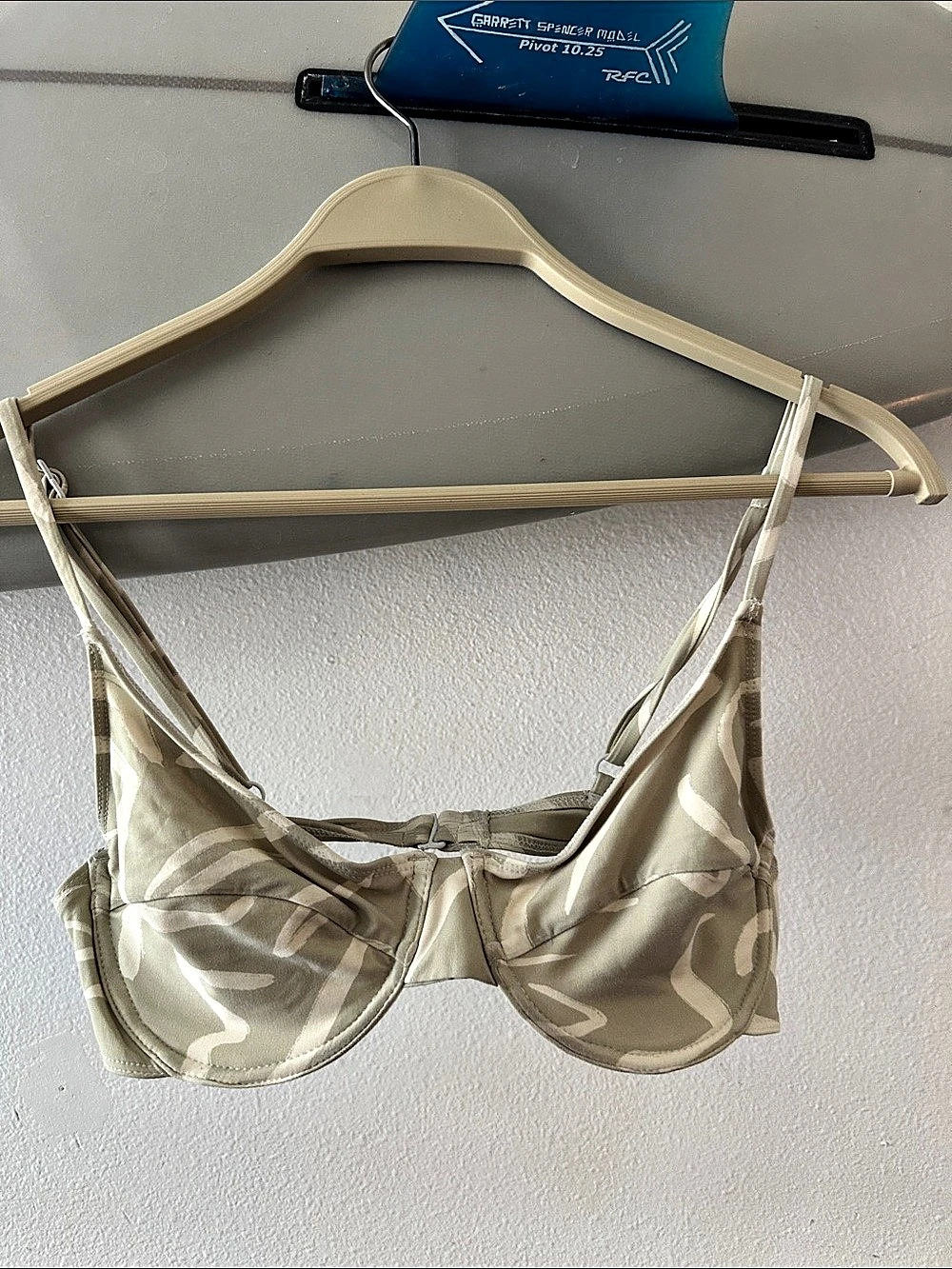 Stone Fox Swim Baja Underwire Bikini Top in Green & White